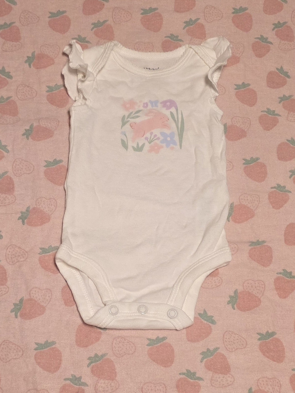 5/$20 Carter's Floral Bunny Ruffle Sleeve Baby Onesie